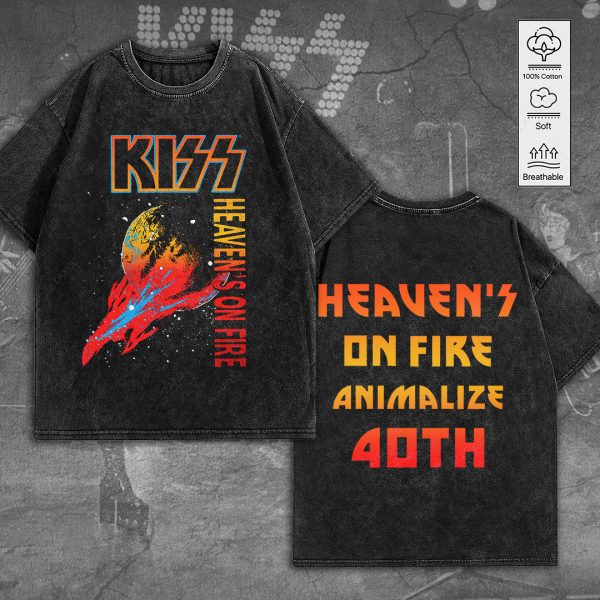 Kiss Band 2D Acid Washed Cotton Shirt - TANTN 7635