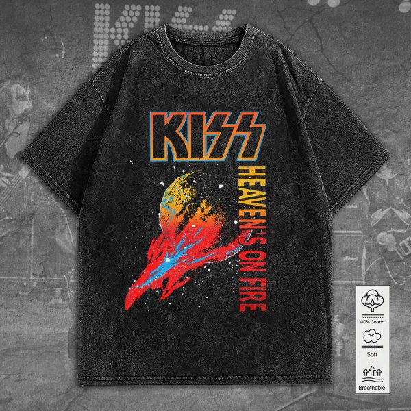 Kiss Band 2D Acid Washed Cotton Shirt - TANTN 7635