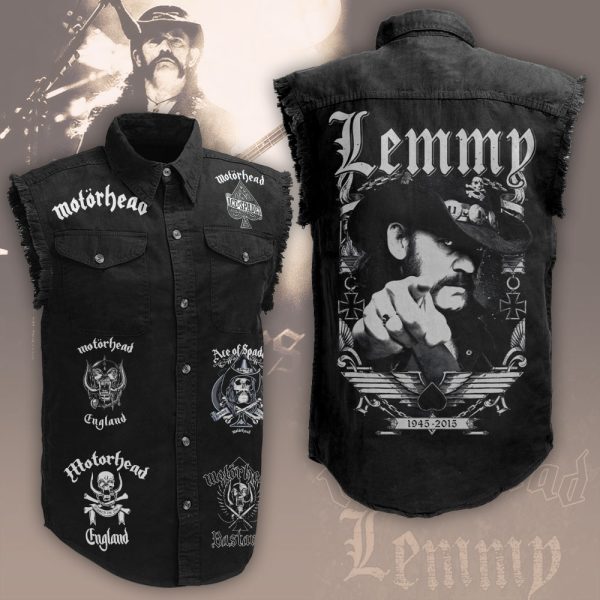 Motörhead Band x Lemmy Kilmister 3D Lightweight Sleeveless Denim Shirt - HUNGVV 6977