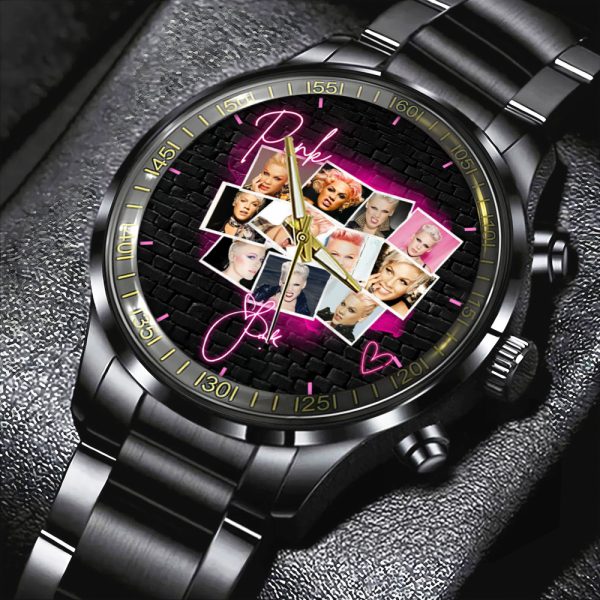 P!nk Black Stainless Steel Watch - HOATT 5728