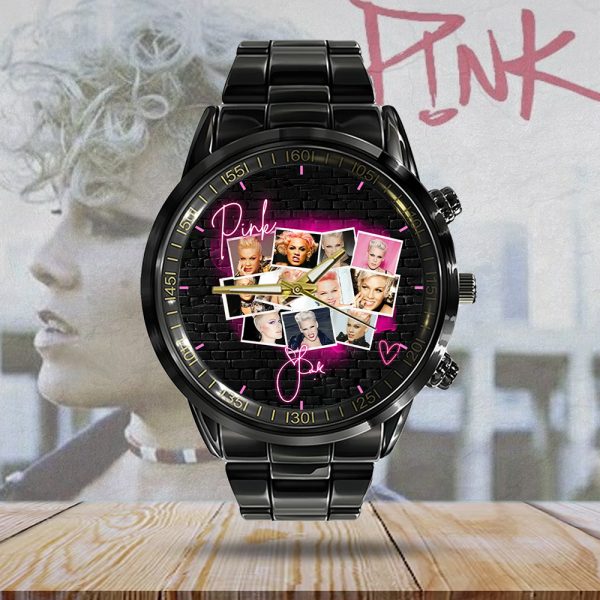 P!nk Black Stainless Steel Watch - HOATT 5728