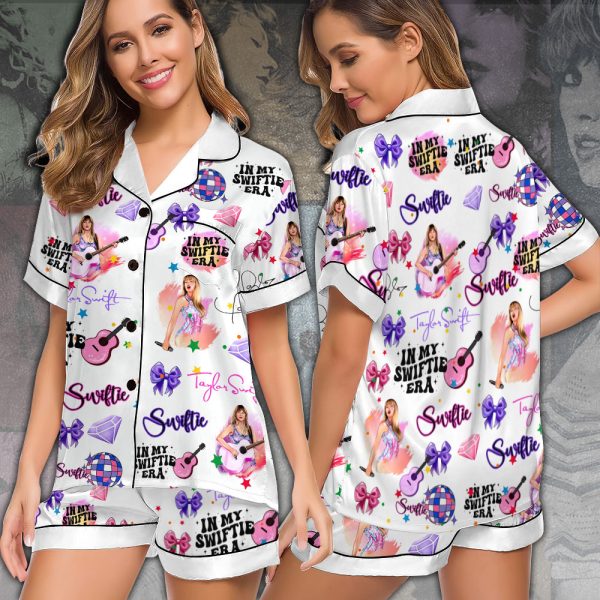 Taylor Swift Imitation Silk Pajama Set With Short Sleeve - GNE 1177