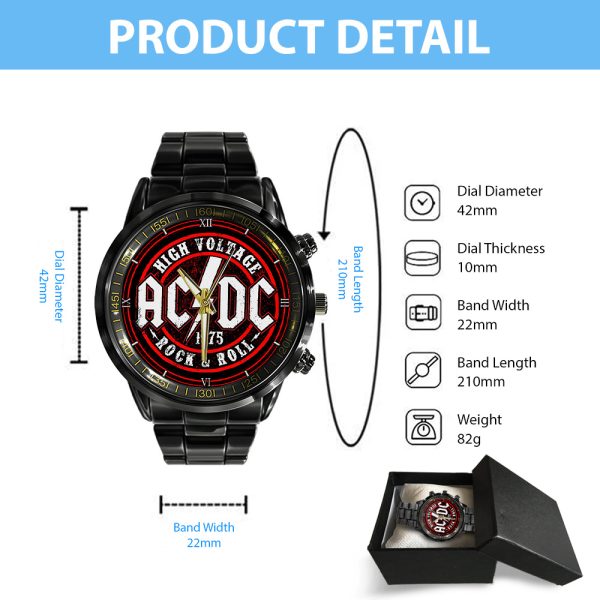 AC/DC Black Stainless Steel Watch – GNE 1489