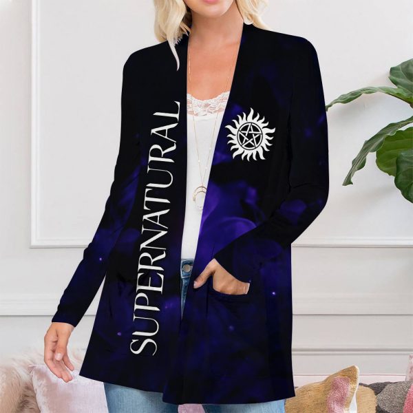 Supernatural Women's Patch Pocket Cardigan - ANHNV 5186