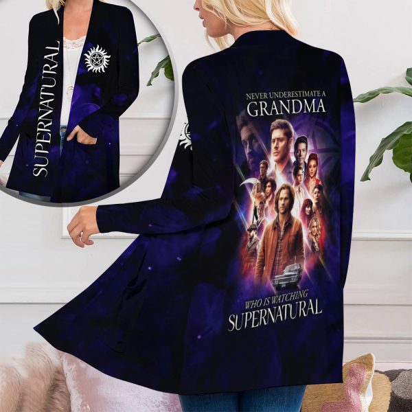 Supernatural Women's Patch Pocket Cardigan - ANHNV 5186