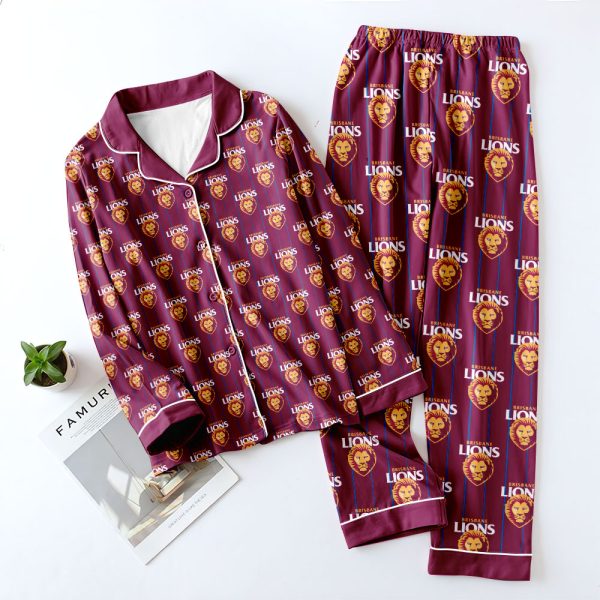 Brisbane Lions Button Down Pajamas Set – TANTN 8441