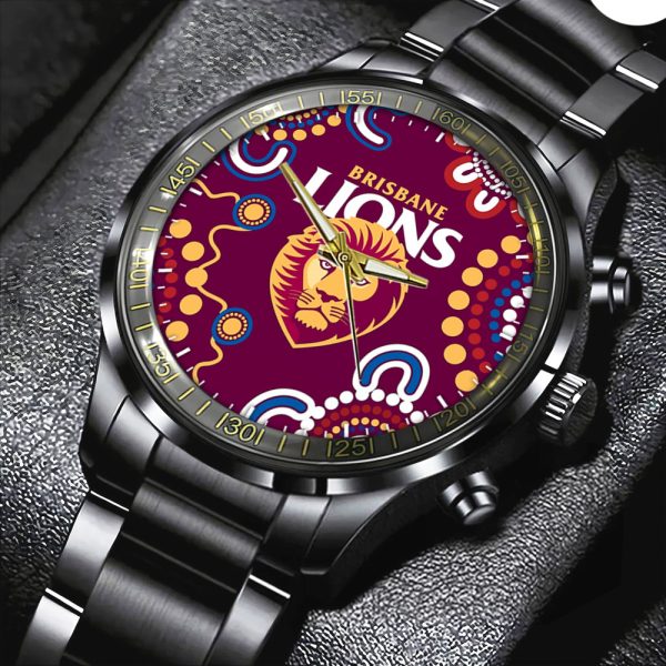 Brisbane Lions Black Stainless Steel Watch - HOATT 6389