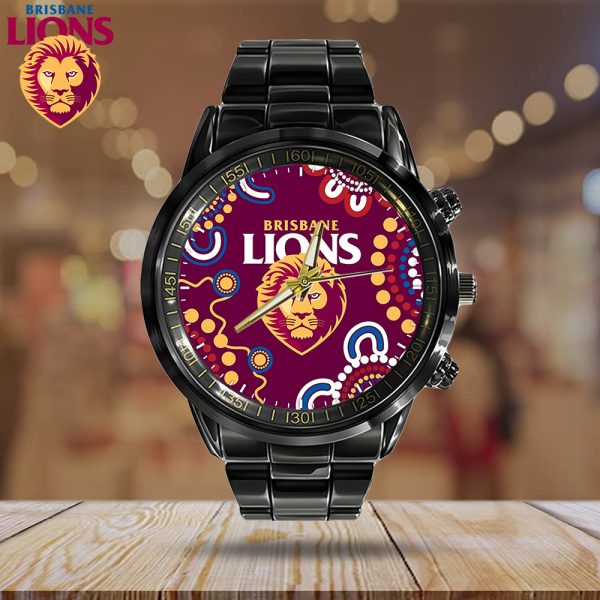 Brisbane Lions Black Stainless Steel Watch - HOATT 6389