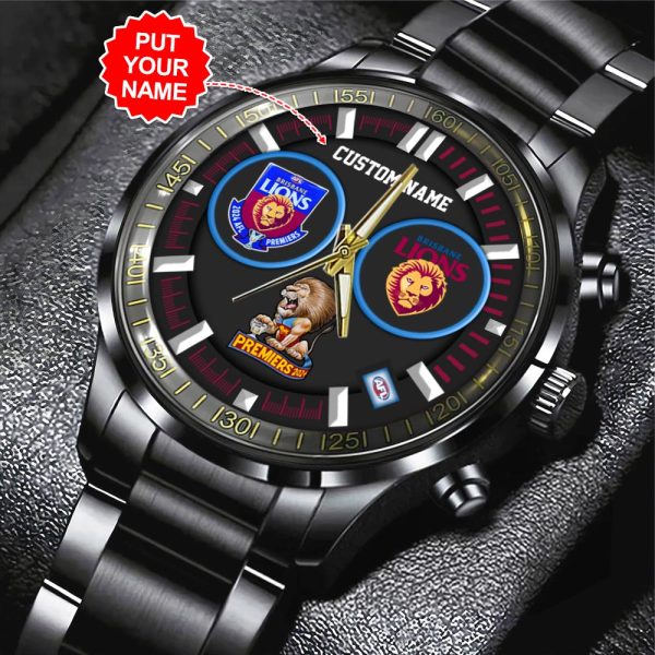 Personalized Brisbane Lions Black Stainless Steel Watch - TANTN 8475