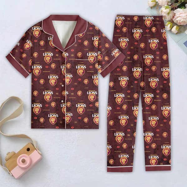 Brisbane Lions Women Short Sleeve Pajamas Set - HOATT 6286