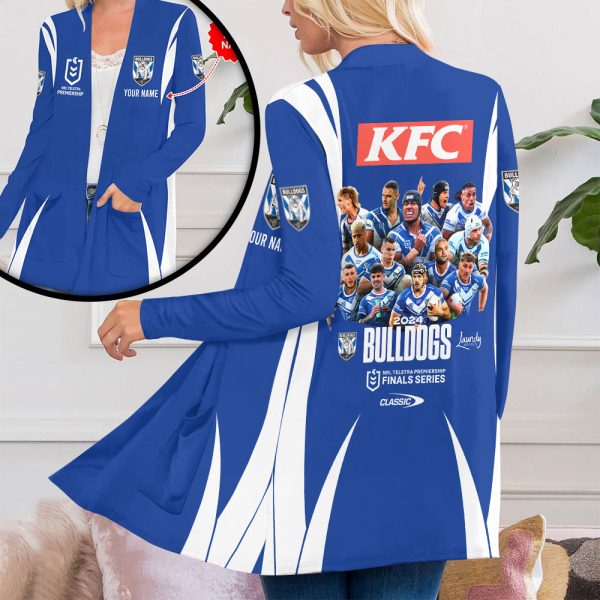 Personalized Canterbury-Bankstown Bulldogs Women's Patch Pocket Cardigan - MAITM 8100