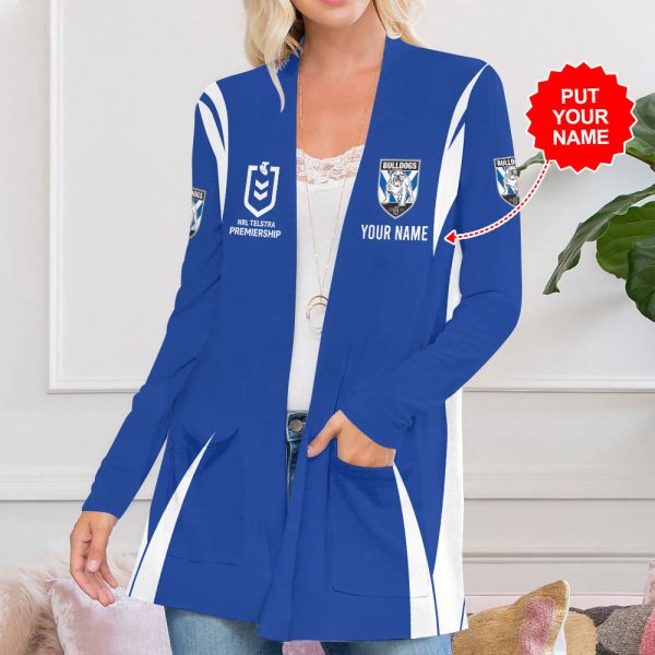 Personalized Canterbury-Bankstown Bulldogs Women's Patch Pocket Cardigan - MAITM 8100