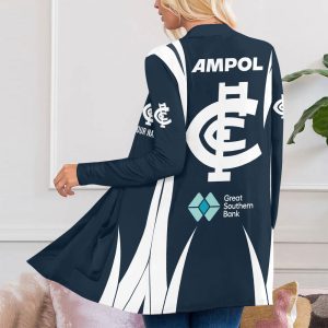 Personalized Carlton Football Club Women's Patch Pocket Cardigan - MAITM 7924