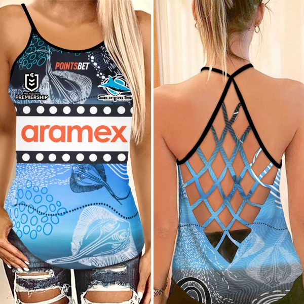 Cronulla-Sutherland Sharks Criss-Cross Tank Top - MAITM 8145