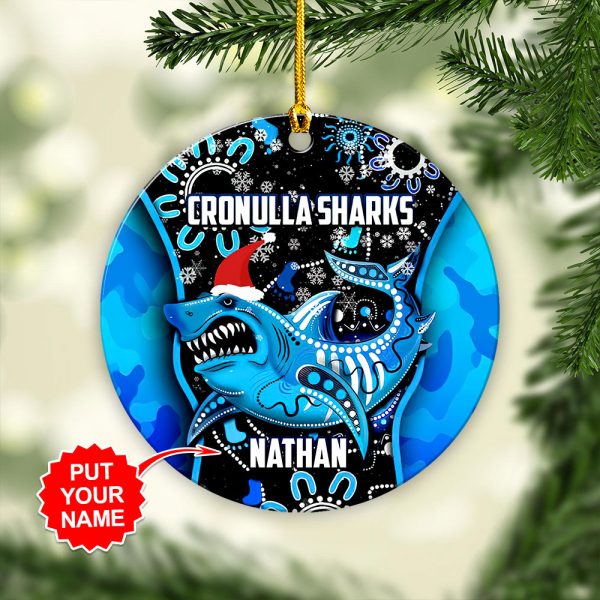 Personalized Cronulla-Sutherland Sharks Fixed Shape 2-sided Acrylic Ornament - VANDH 3561