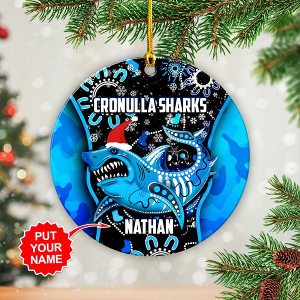 Personalized Cronulla-Sutherland Sharks Fixed Shape 2-sided Acrylic Ornament - VANDH 3561