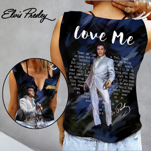 Elvis Presley Women's Button V-neck Sleeveless Shirt - GNE 1477