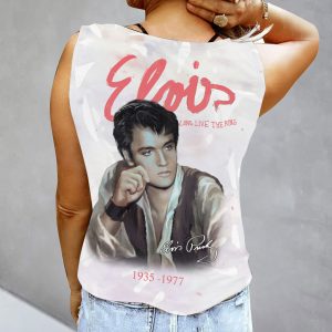 Elvis Presley Women's Button V-neck Sleeveless Shirt - GNE 1478