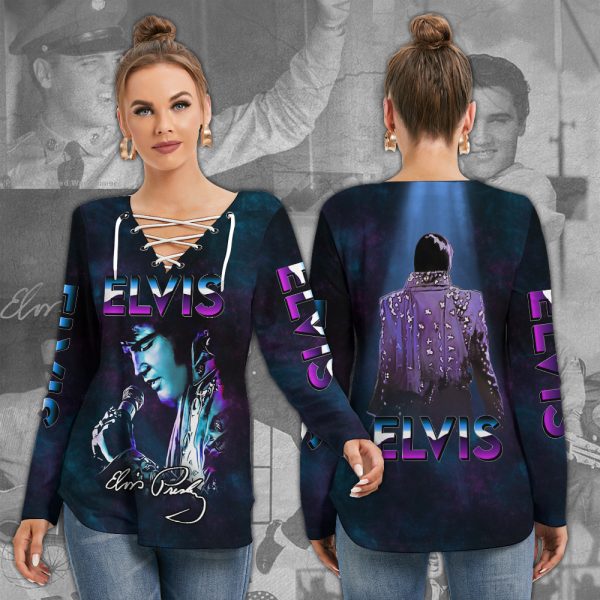 Elvis Presley Women's Long Sleeve Neckline Tie Sweatshirt - MAITM 7989