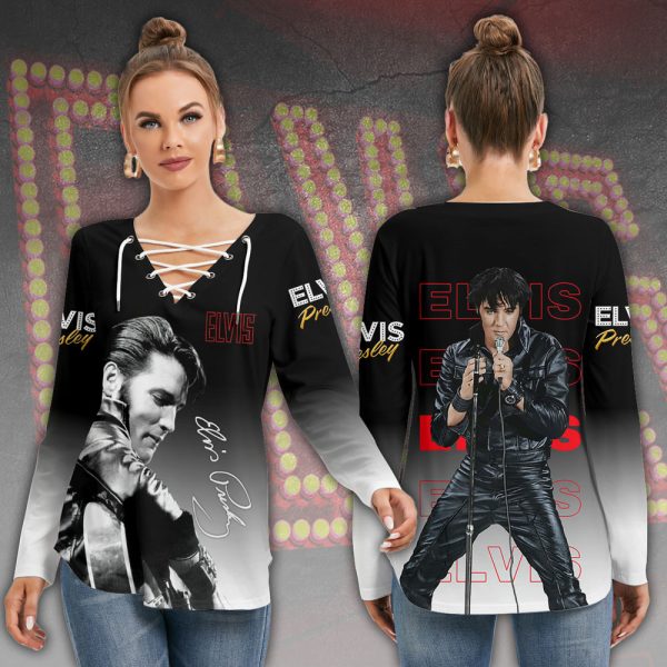 Elvis Presley Women's Long Sleeve Neckline Tie Sweatshirt - MAITM 7990