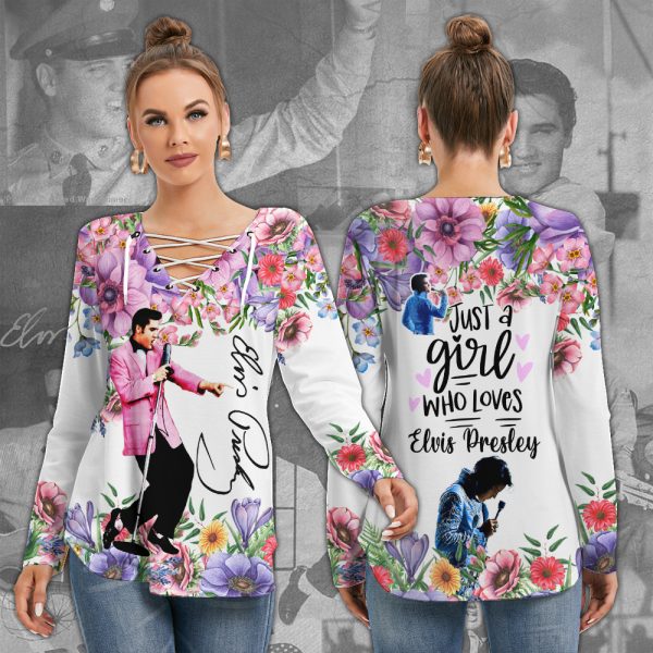 Elvis Presley Women's Long Sleeve Neckline Tie Sweatshirt - MAITM 7992