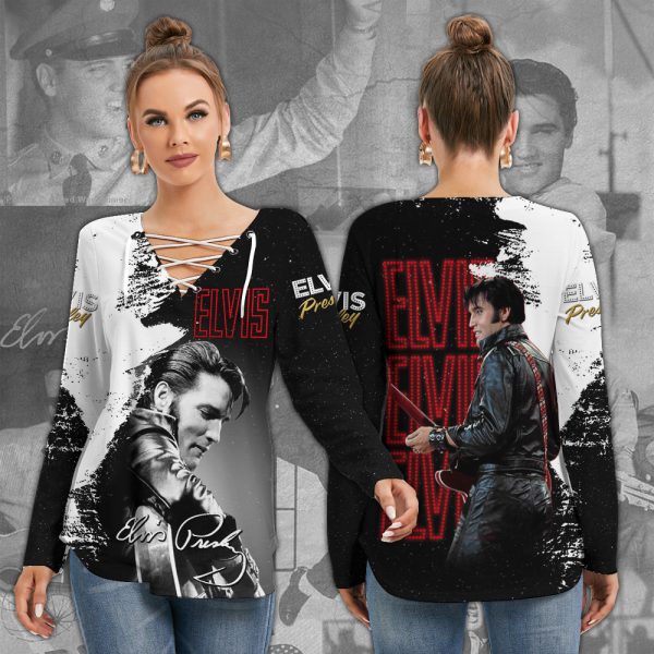 Elvis Presley Women's Long Sleeve Neckline Tie Sweatshirt - MAITM 7970