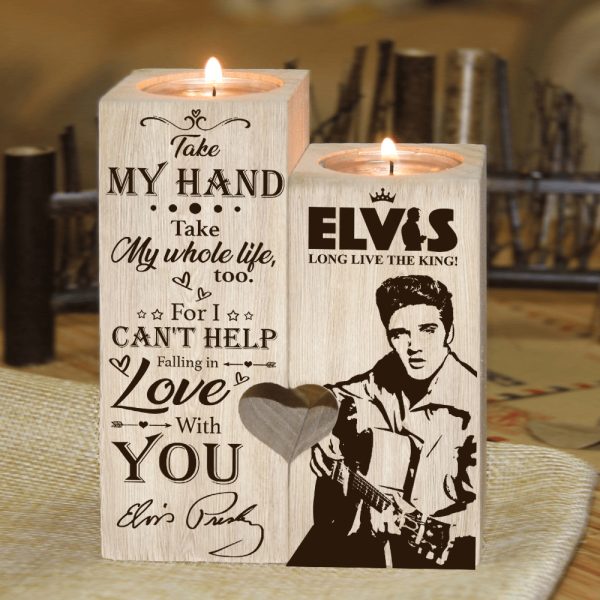 Elvis Presley Heart Wood Candle Holder - MAITM 3817