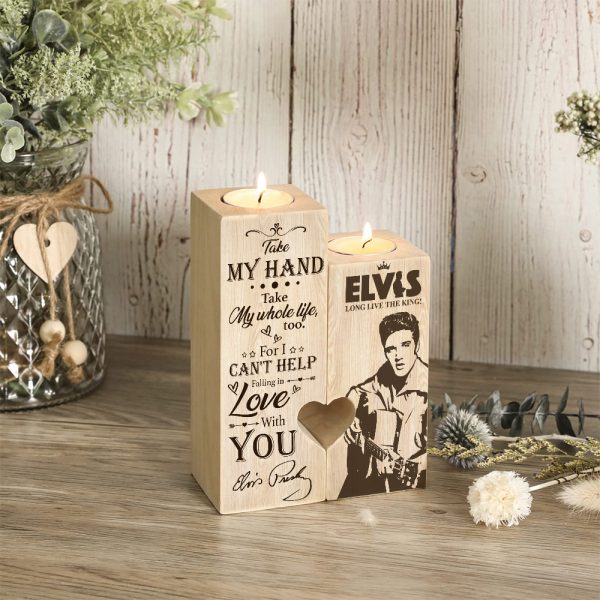 Elvis Presley Heart Wood Candle Holder - MAITM 3817