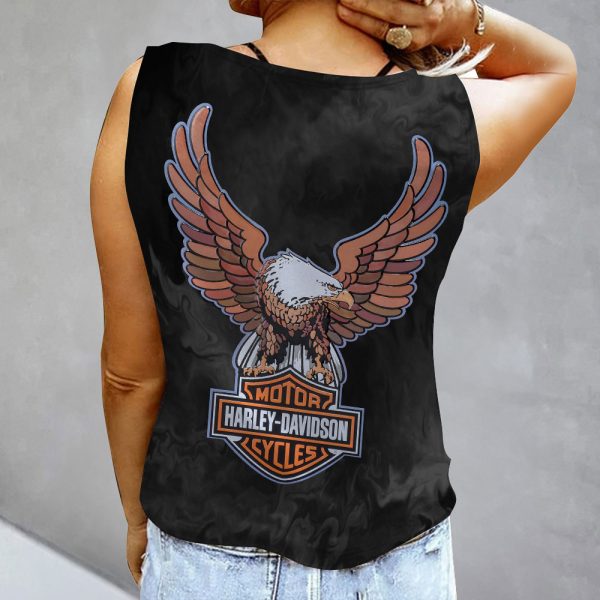 Harley Davidson Women's Button V-neck Sleeveless Shirt - GNE 1480