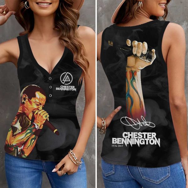 Linkin Park Women V-Neck Ribbed Tank Top - MAITM 8091