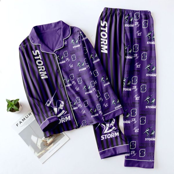 Melbourne Storm Button Down Pajamas Set – VANDH 3468