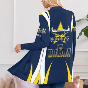 Personalized North Queensland Cowboys Women's Patch Pocket Cardigan - MAITM 8083