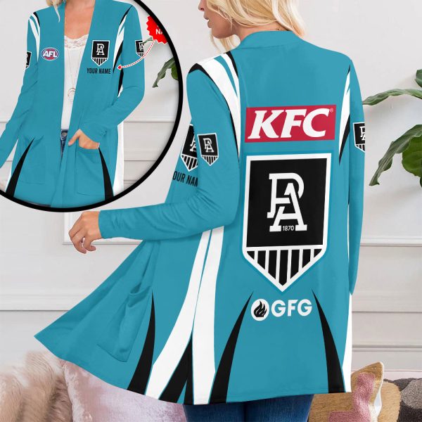 Personalized Port Adelaide FC Women's Patch Pocket Cardigan - MAITM 7920