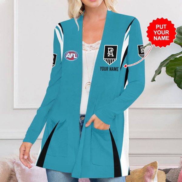 Personalized Port Adelaide FC Women's Patch Pocket Cardigan - MAITM 7920