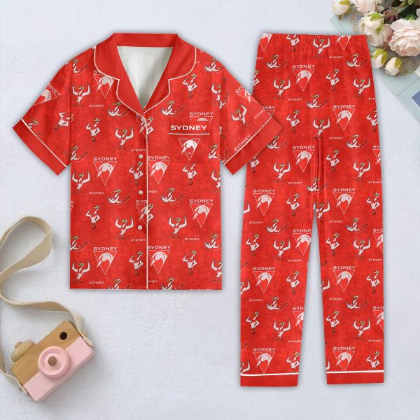 Sydney Swans Women Short Sleeve Pajamas Set - HOATT 6296