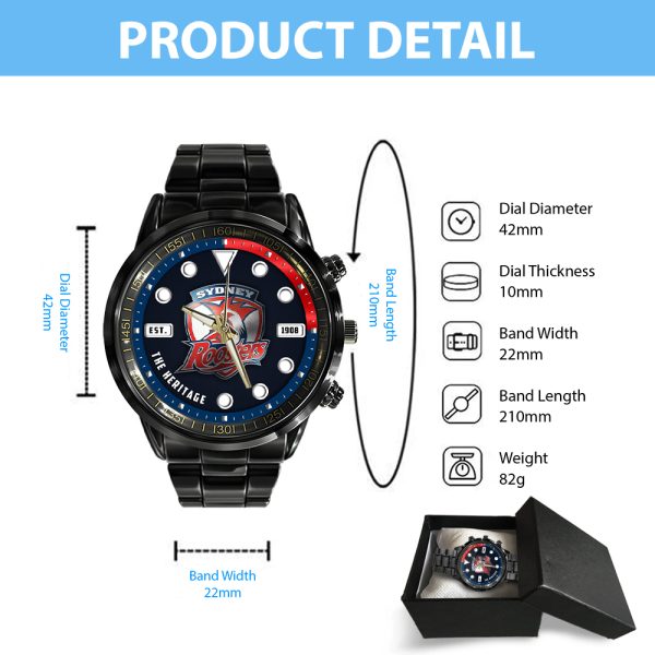 Sydney Roosters Black Stainless Steel Watch - HOATT 6454