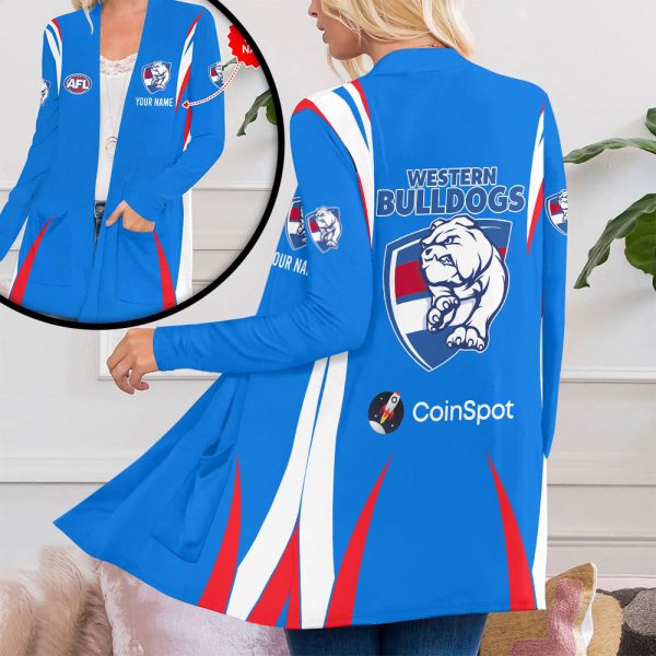 Personalized Western Bulldogs FC Women's Patch Pocket Cardigan - MAITM 7923