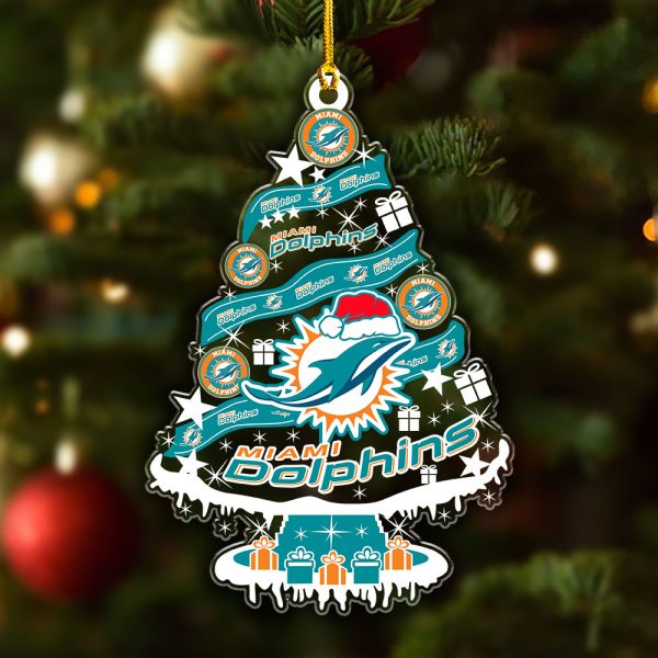 Miami Dolphins Custom Shape Clear 1-sided Acrylic Ornament - VANDH 3688