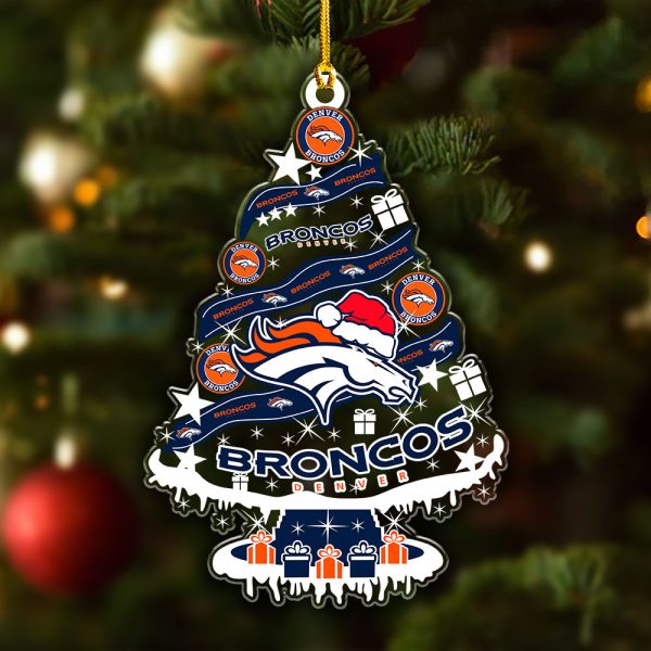 Denver Broncos Custom Shape Clear 1-sided Acrylic Ornament - VANDH 3699