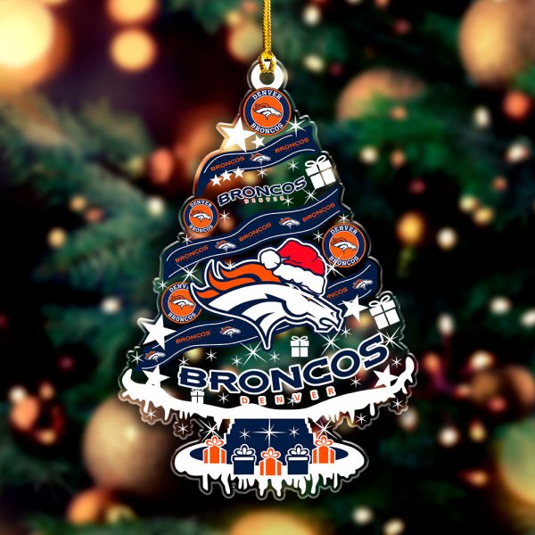 Denver Broncos Custom Shape Clear 1-sided Acrylic Ornament - VANDH 3699