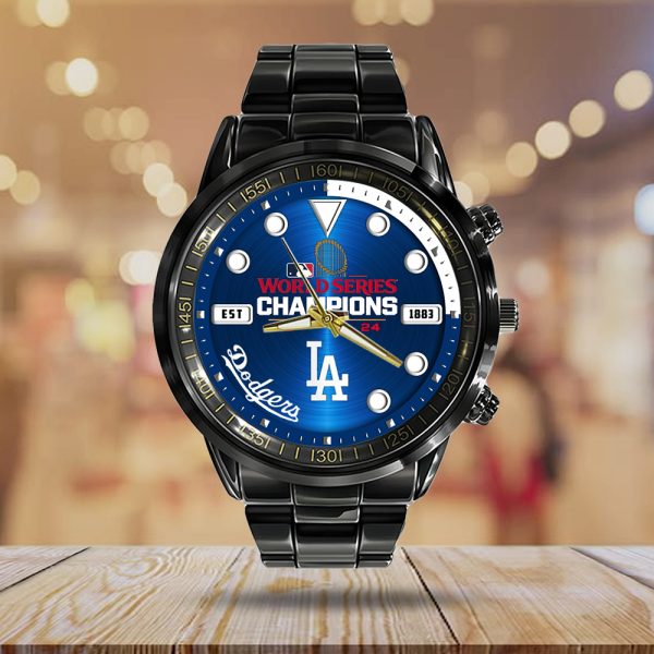 Los Angeles Dodgers Black Stainless Steel Watch - MAITM 8634