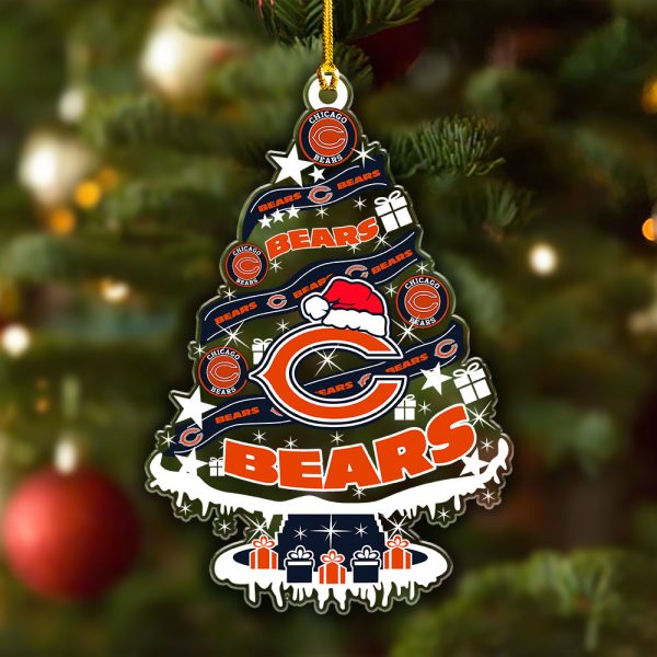 Chicago Bears Custom Shape Clear 1-sided Acrylic Ornament - VANDH 3707