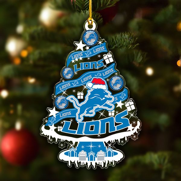 Detroit Lions Custom Shape Clear 1-sided Acrylic Ornament - VANDH 3708