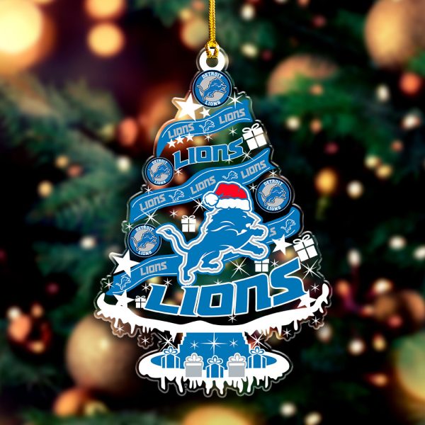 Detroit Lions Custom Shape Clear 1-sided Acrylic Ornament - VANDH 3708