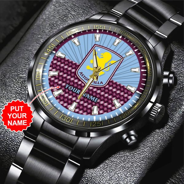 Personalized Aston Villa Black Stainless Steel Watch - TANTN 8984