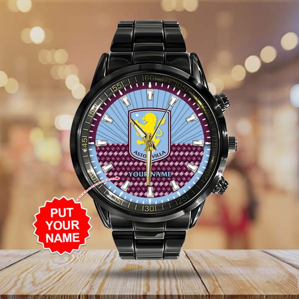 Personalized Aston Villa Black Stainless Steel Watch - TANTN 8984