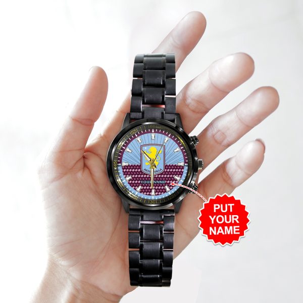 Personalized Aston Villa Black Stainless Steel Watch - TANTN 8984