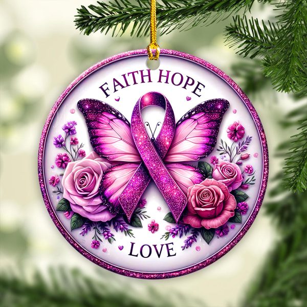 Breast Cancer Awareness Fixed Shape 2-sided Acrylic Ornament - GNE 1785