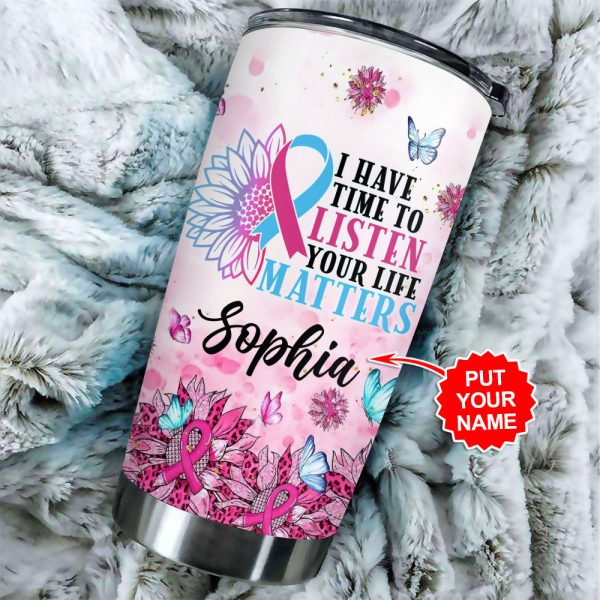 Personalized Breast Cancer Awareness Tumbler Cup - GNE 1831