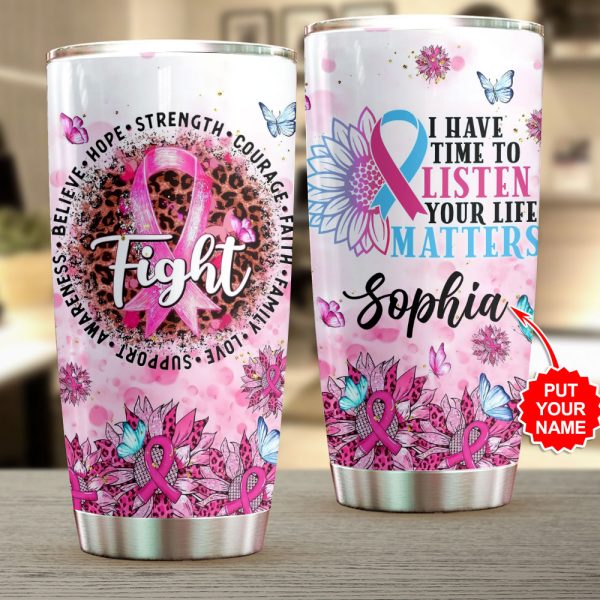 Personalized Breast Cancer Awareness Tumbler Cup - GNE 1831